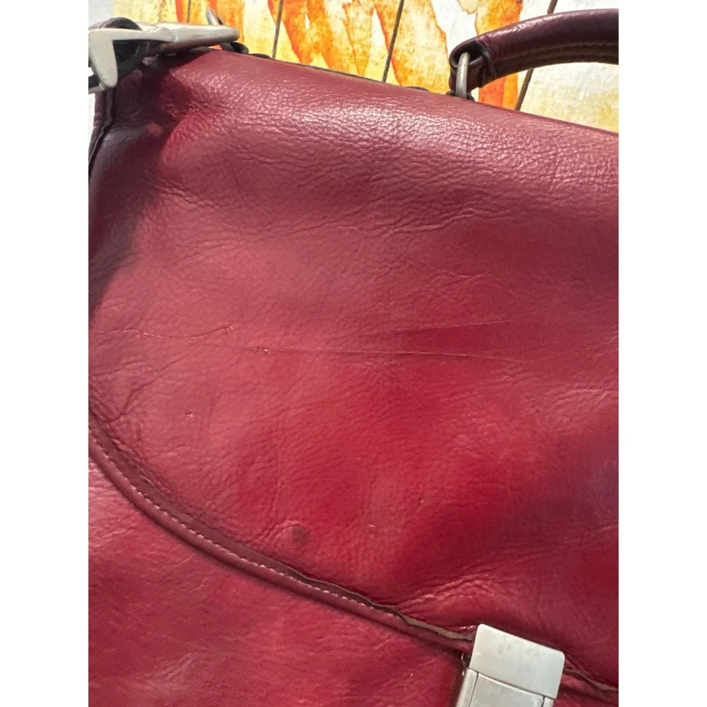 VTG Burgundy Leather Briefcase Jack Georges Originals with removable‎ strap
